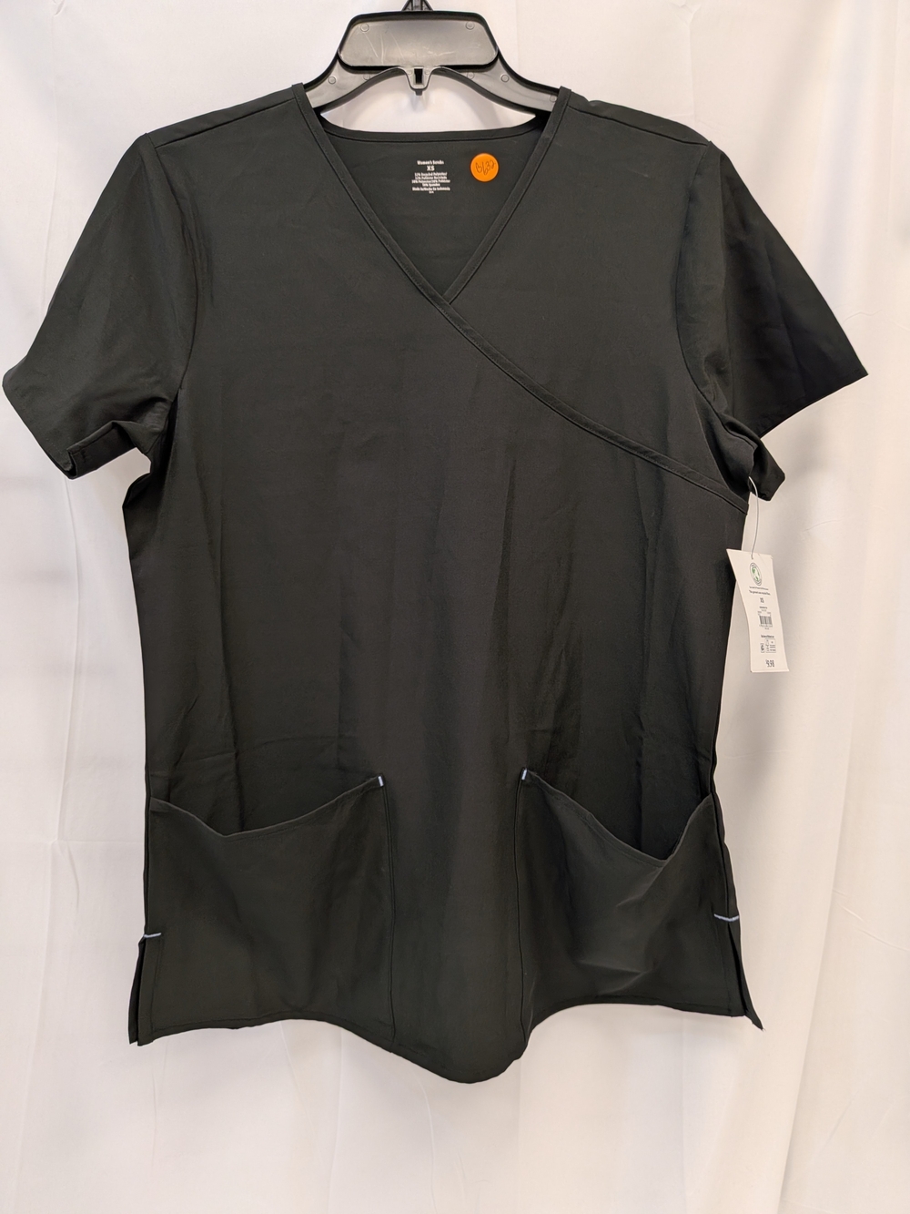Women's Scrubs Black Short-Sleeve V-Neck Scrub Top